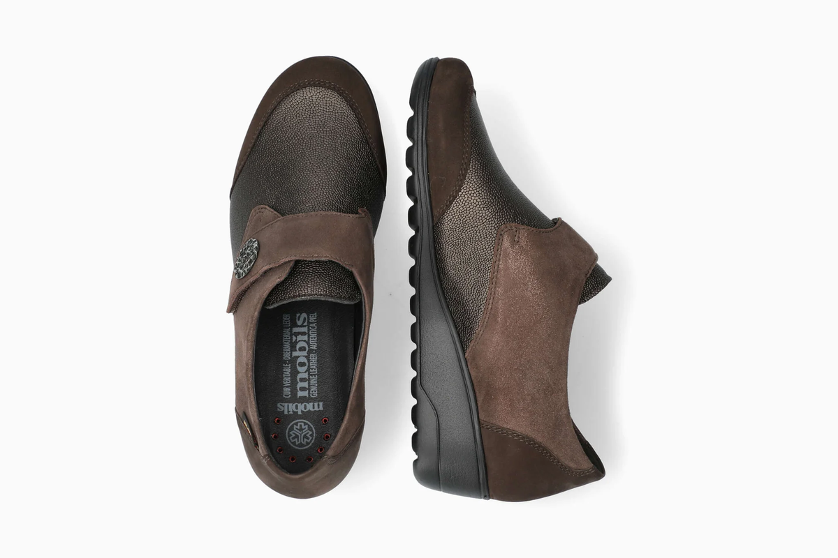 Scarpa donna Mobils by Mephisto Branda Dark Oak, viste superiore e laterale