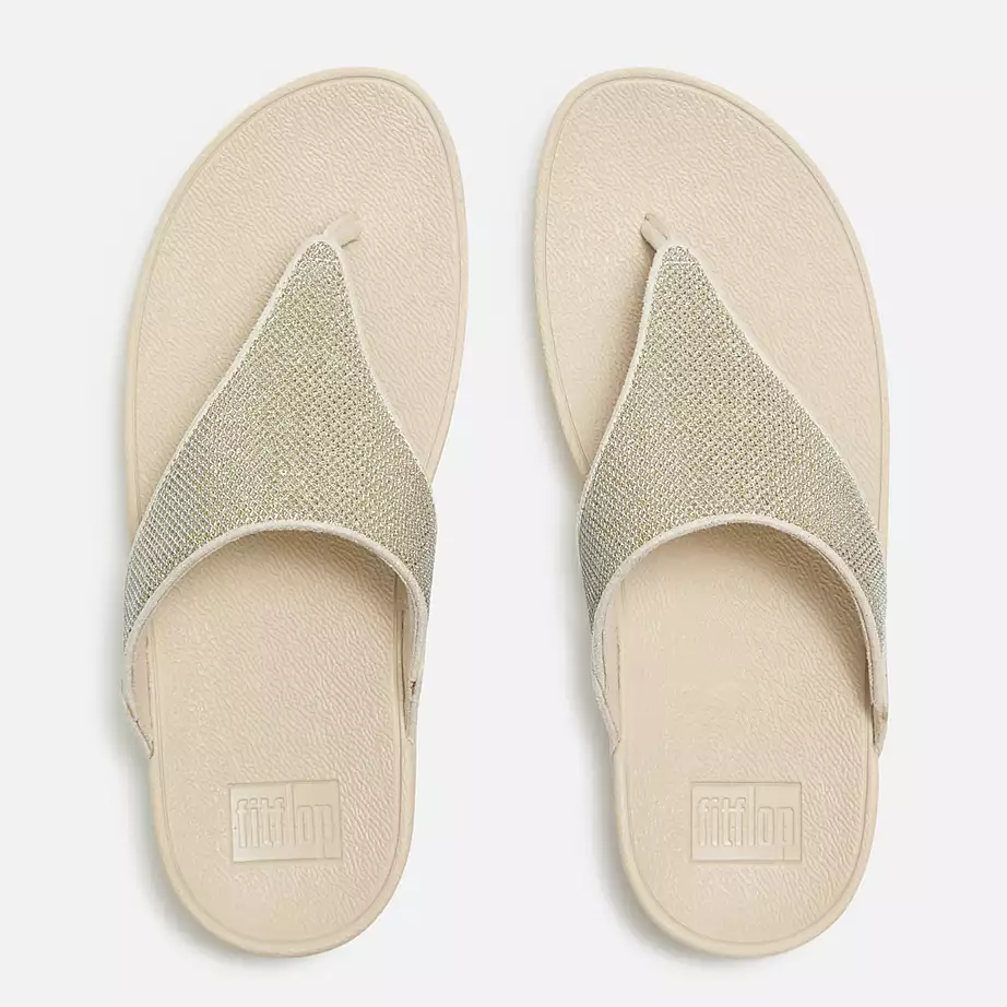 FitFlop LULU Shimmerglitz Toe-Post Sandalo Infradito donna Platino
