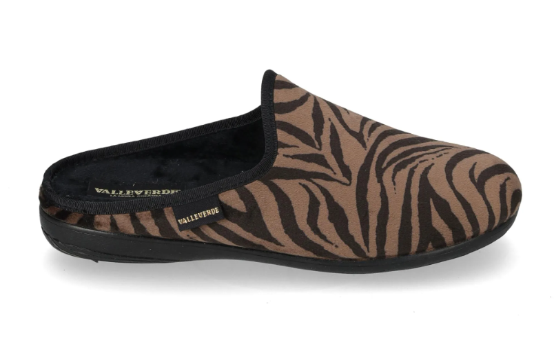 Sabot pantofola Zebra Valleverde da donna, vista laterale con tallone aperto