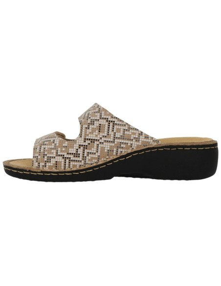 Ciabatta Hergos Donna Doppia Fascia Velcro Beige