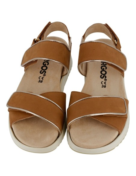 Sandalo Hergos Donna Pelle Nubuk Doppia Fascia Velcro Antilope