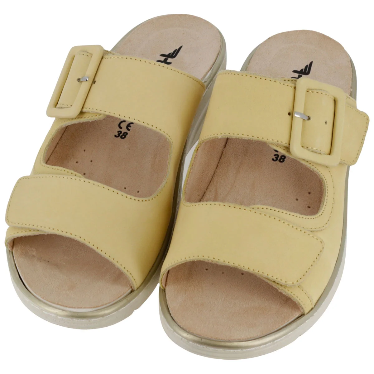 Ciabatta Donna Hergos Seta/Burro - Plantare Estraibile Suola Antiscivolo Doppio Velcro