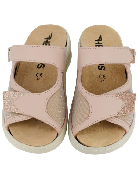 Ciabatta Hergos Donna Doppia Fascia Velcro Cipria