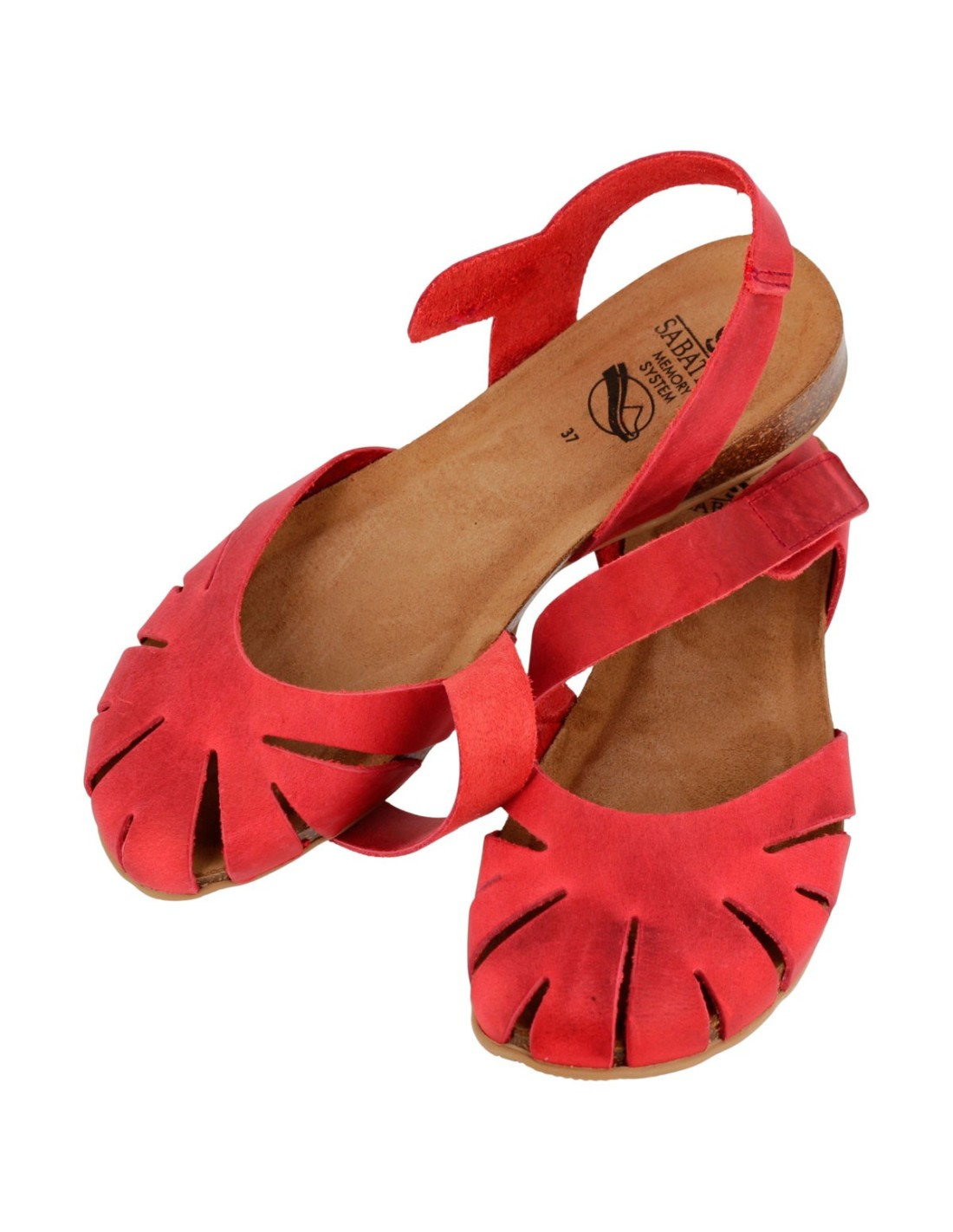 Sandali Donna Sabatini Sprinter Rosso – Pelle Nabuk con Taglio a Ventaglio e Velcro