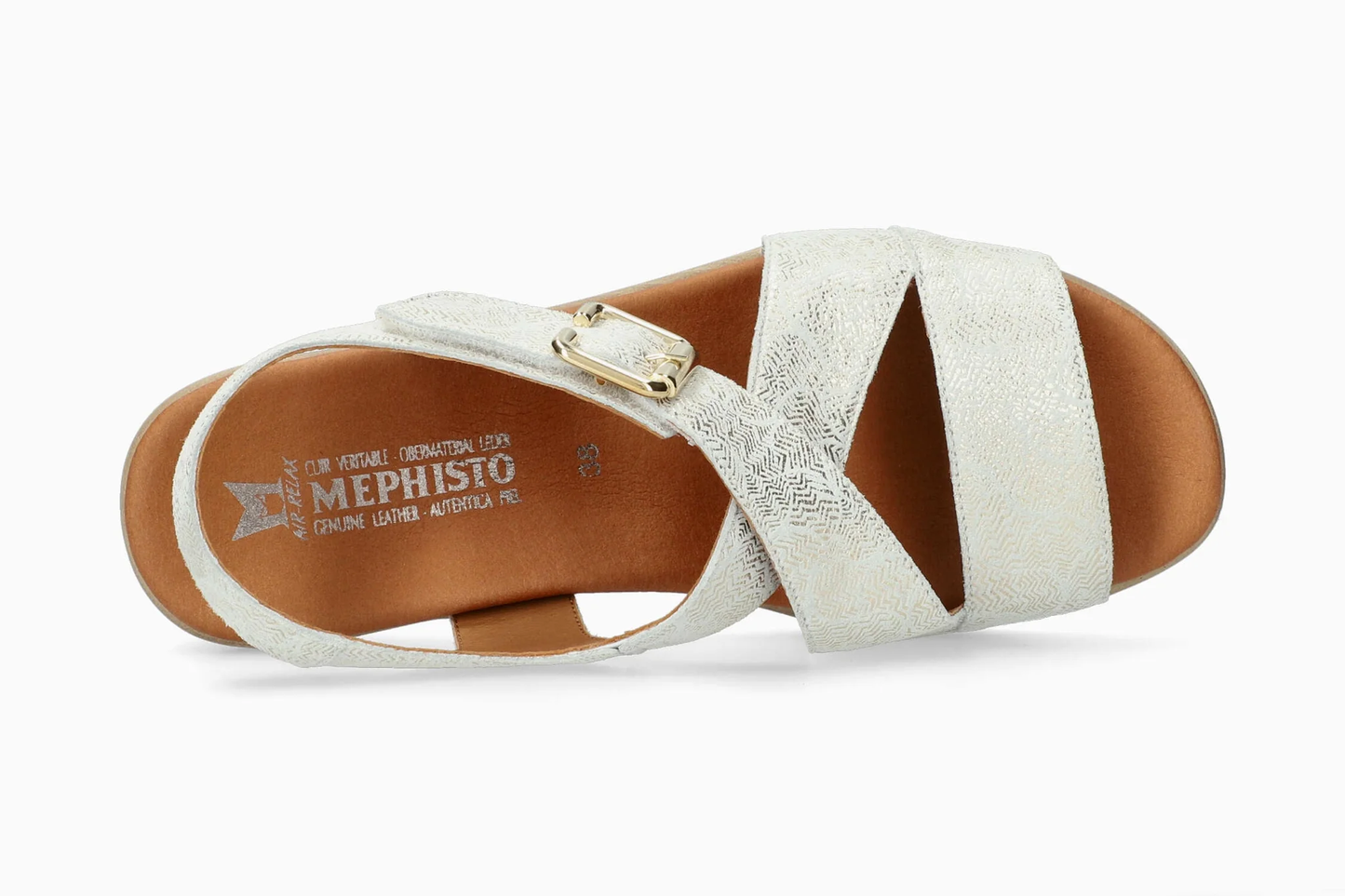 Mephisto Sandalo Donna CLAUDINE – Pelle Metallizzata, SOFT-AIR, Cinturino a Strappo