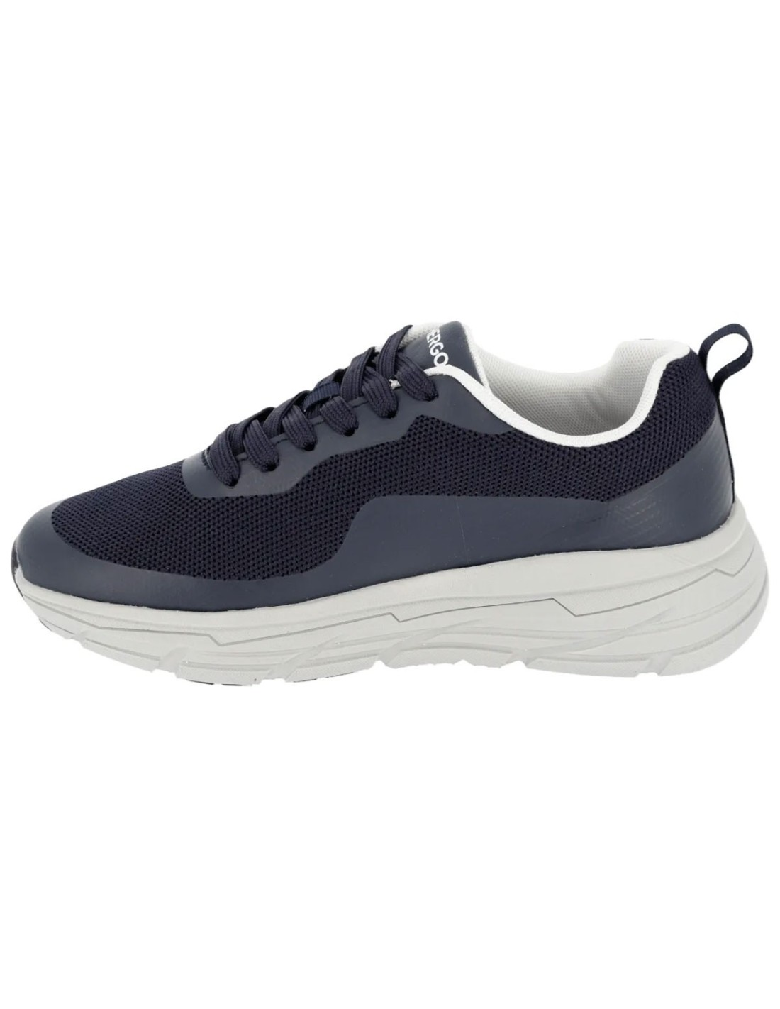 Sneaker unisex Hergos Shanghai blu con lacci e suola chiara, vista laterale