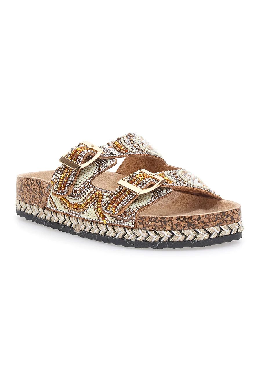 Renato Balestra - Ciabatta Donna Doppia Fascia Decorata Cammello