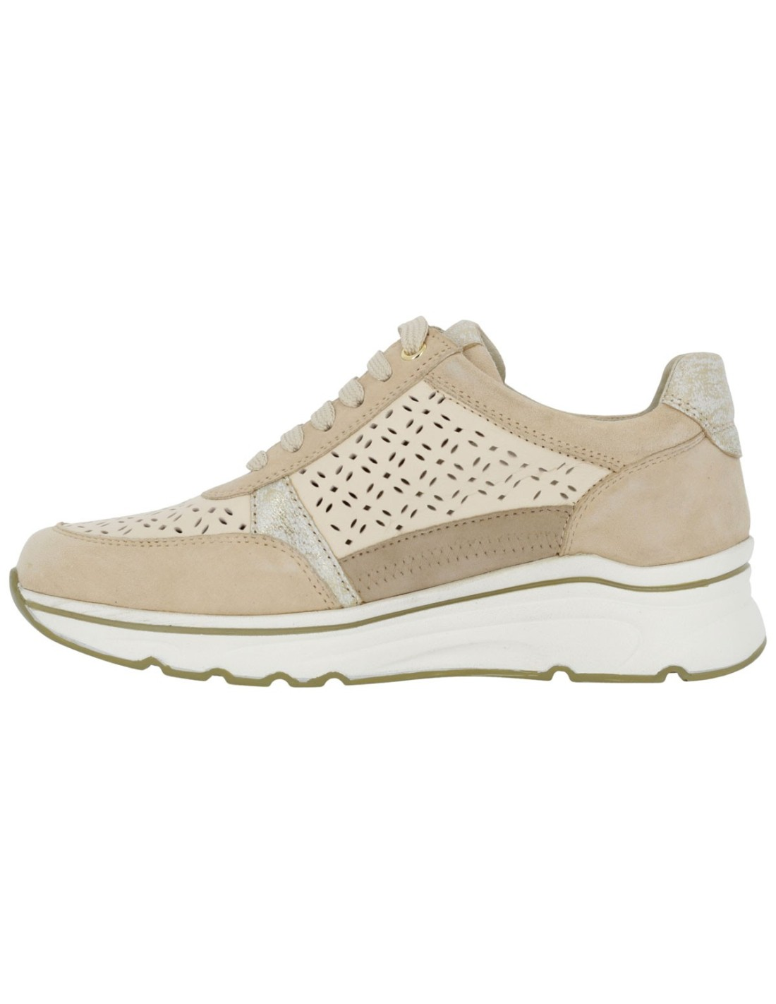 Sneaker Sabatini S6020 Sabbia – vista laterale destra con zip dorata e traforazione