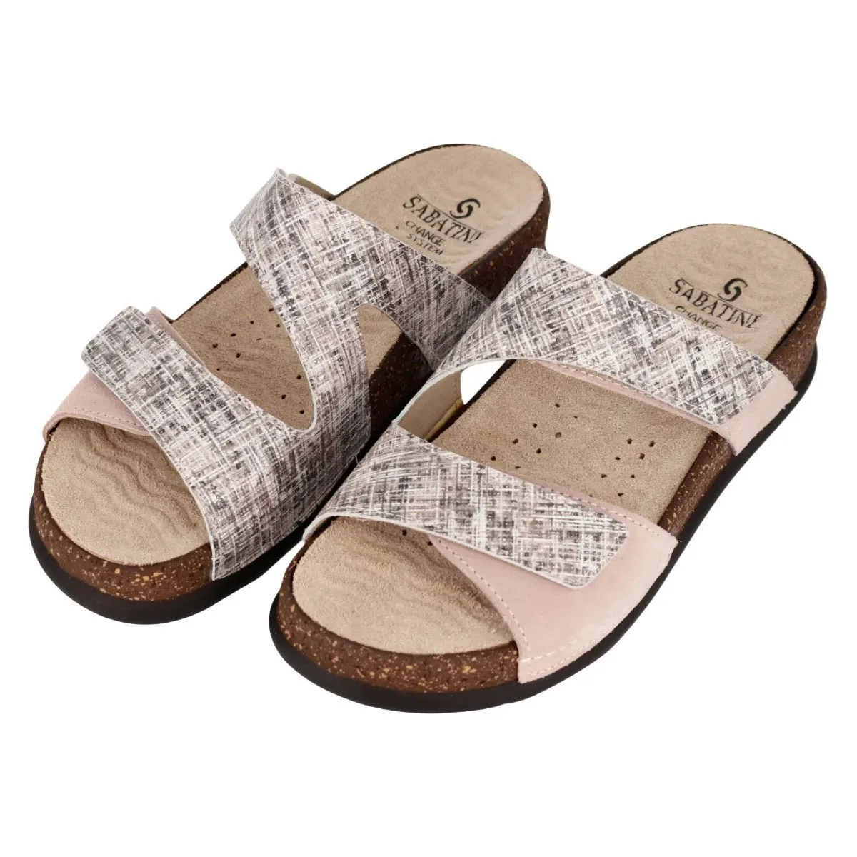 Ciabatta Donna in Pelle Hergos – Tweed e Camoscio Sabbia | Design Contemporaneo