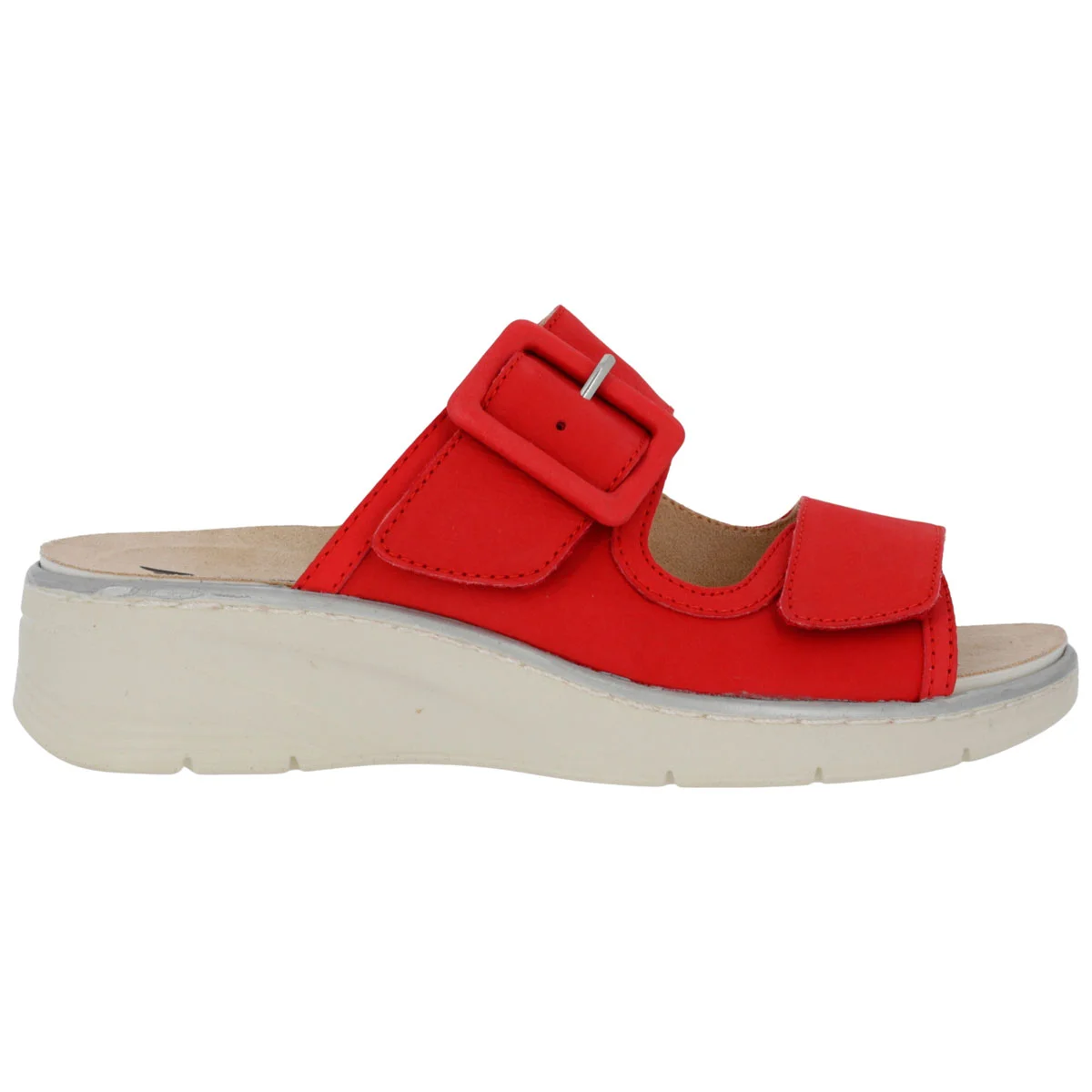 Ciabatta Donna Hergos Rossa - Plantare Estraibile Suola Antiscivolo Doppio Velcro