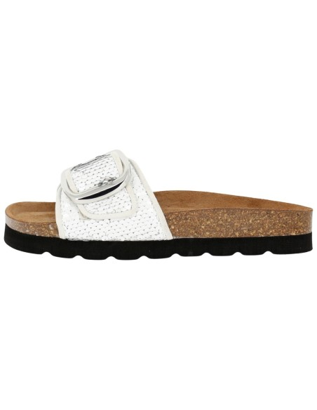 Ciabatta Sabatini S6111 Bianco Argento – vista dall'alto con soletta anatomica sughero