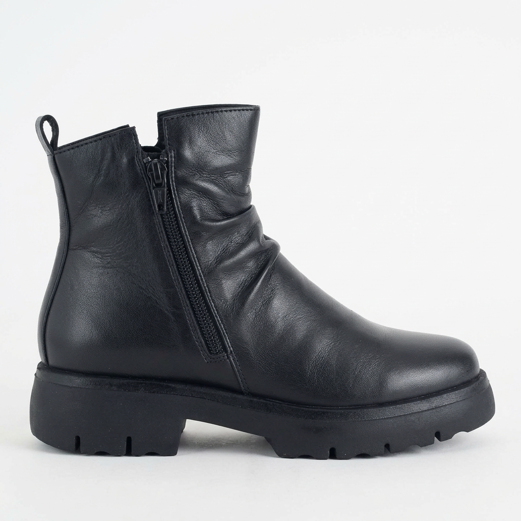 Stivaletto donna Melluso 034380 in pelle nera, lato con cerniera