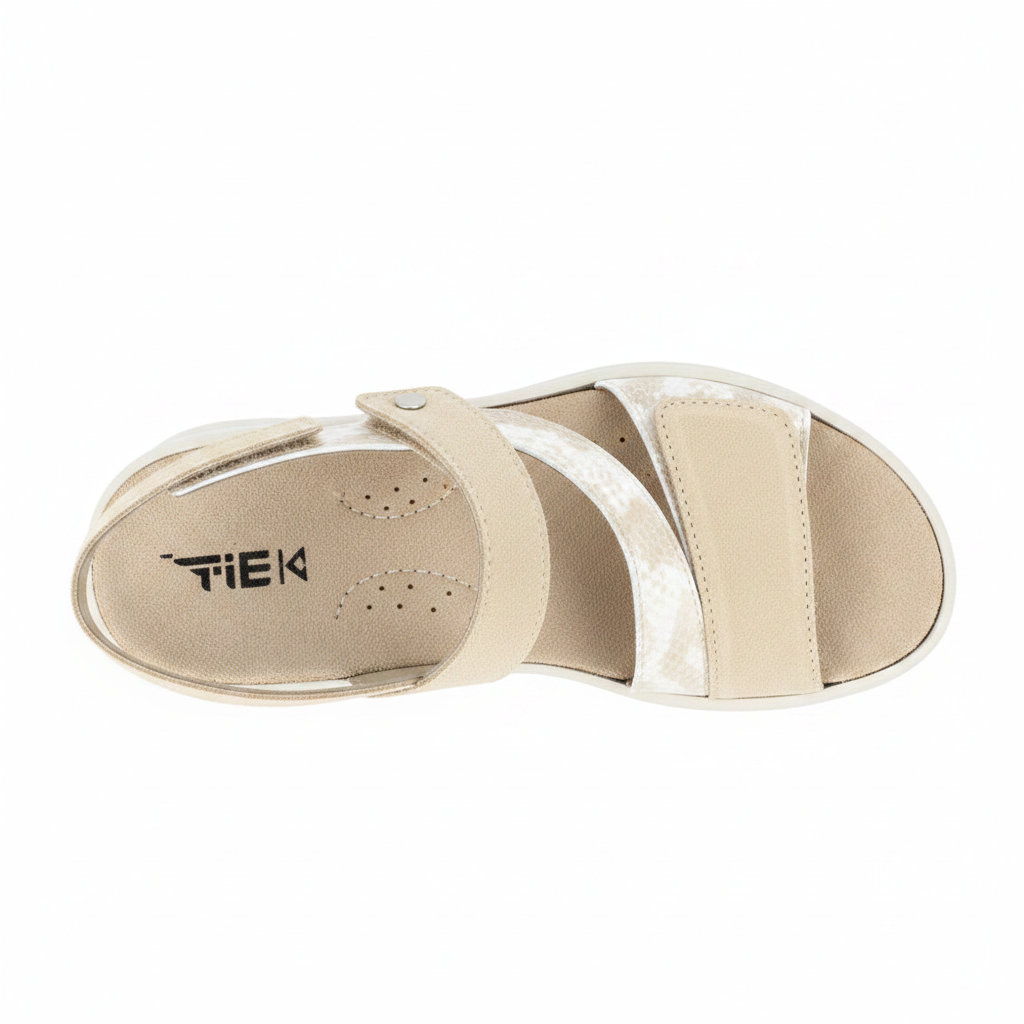 Sandalo donna Hergos B.Texas Beige vista dall'alto soletta estraibile