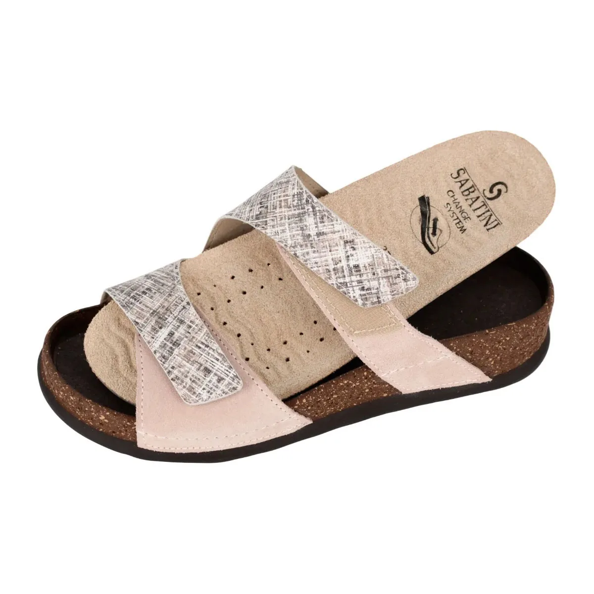 Ciabatta Donna in Pelle Hergos – Tweed e Camoscio Sabbia | Design Contemporaneo