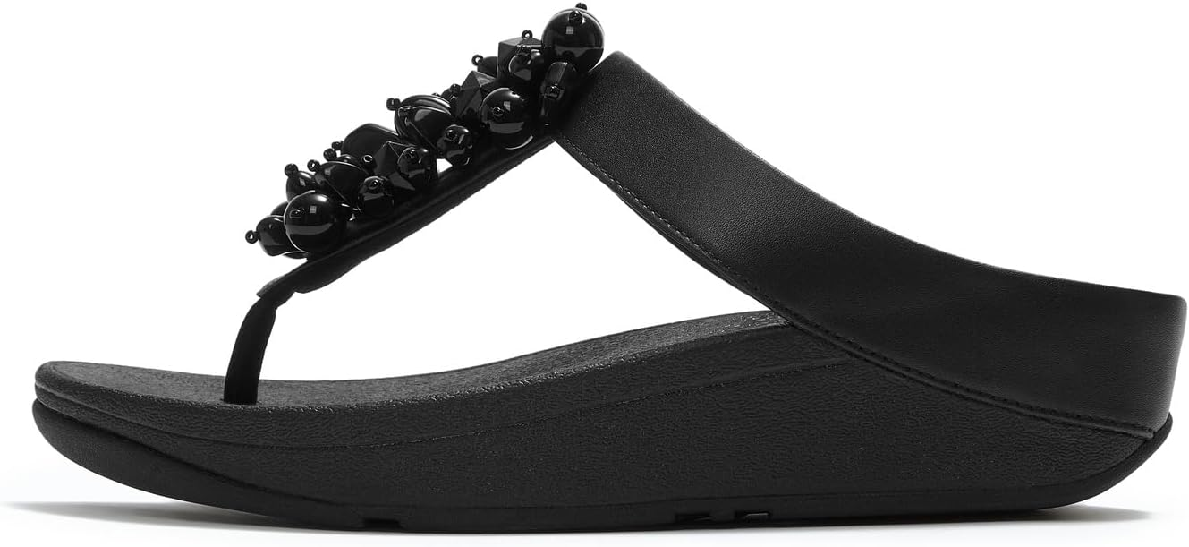 Infradito Donna FitFlop Fino Bead-Cluster Toe-Post Sandals - Black