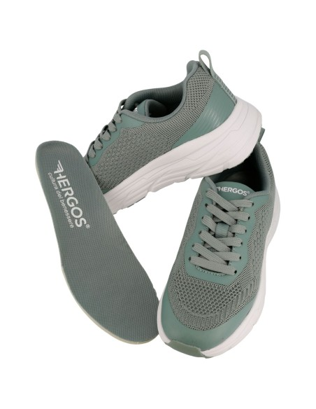 Hergos H3800 Shanghai sneaker donna verde salvia - vista con plantare estraibile