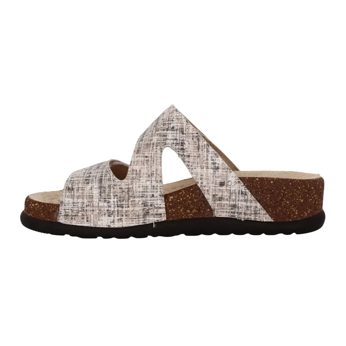Ciabatta Donna in Pelle Hergos – Tweed e Camoscio Sabbia | Design Contemporaneo