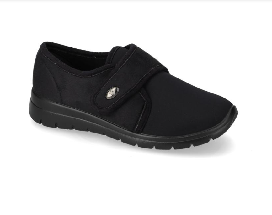 Scarpa pantofola donna Valleverde 25362 nera, vista tre quarti
