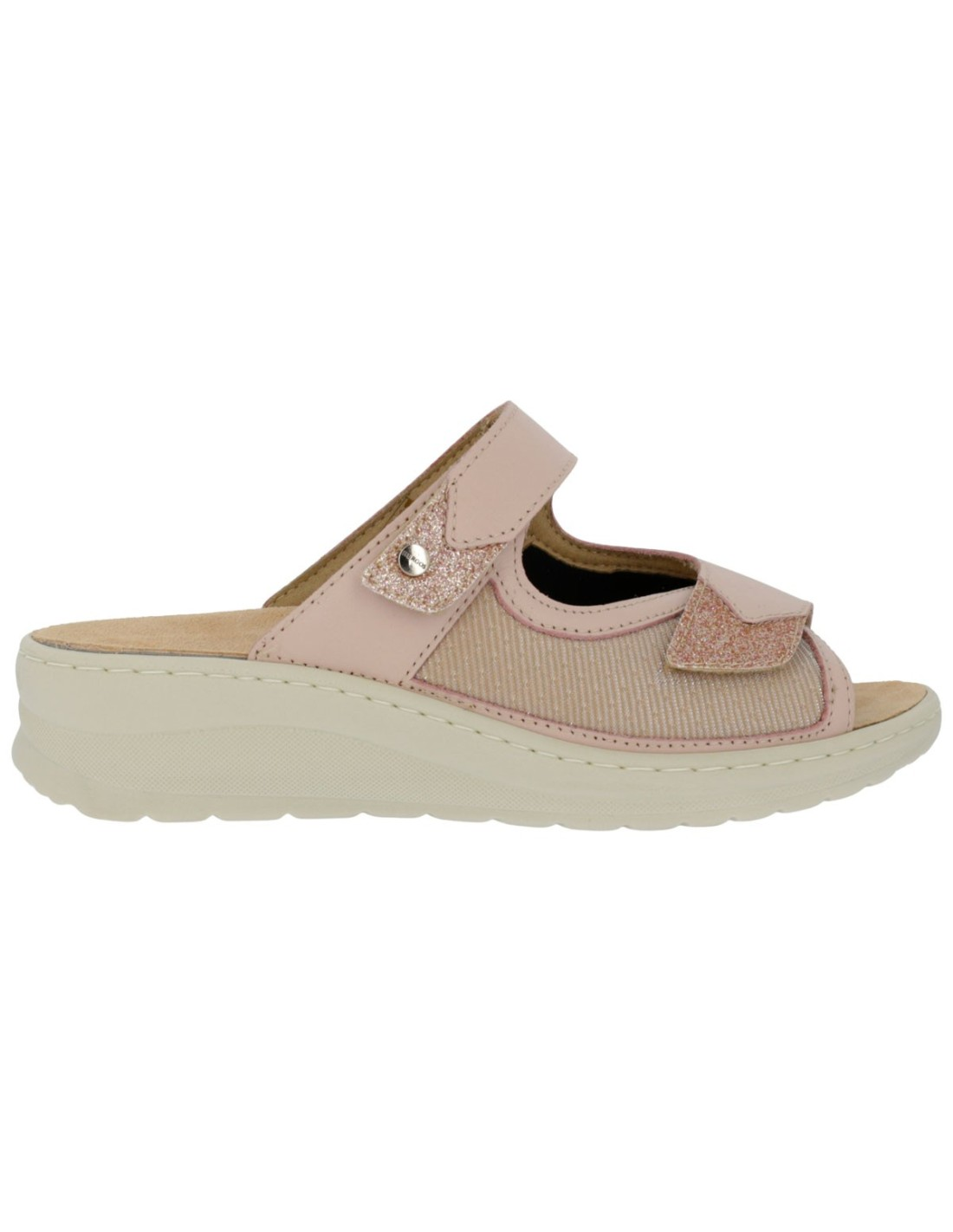Ciabatta Hergos Donna Doppia Fascia Velcro Cipria