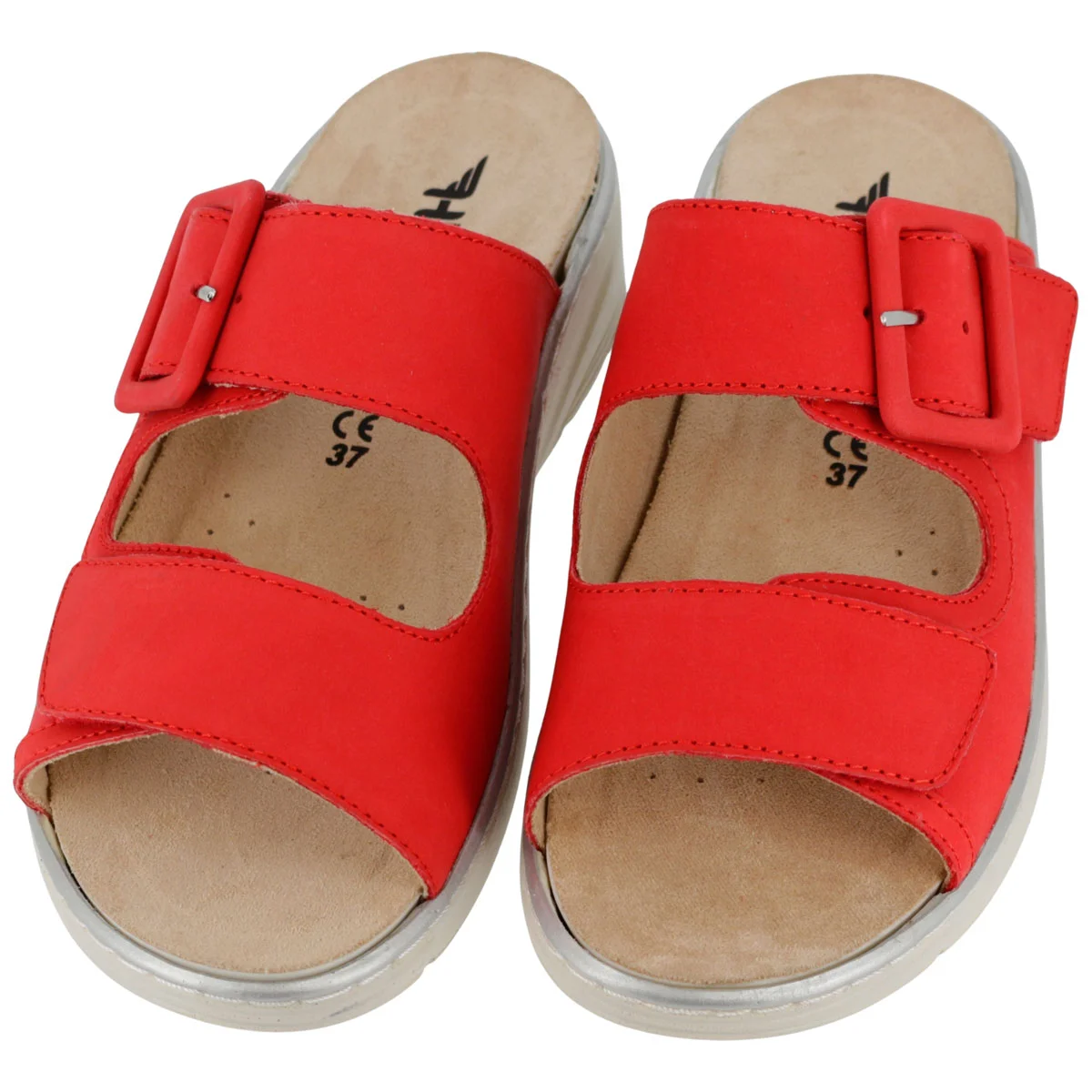 Ciabatta Donna Hergos Rossa - Plantare Estraibile Suola Antiscivolo Doppio Velcro