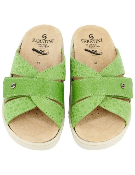 Ciabatta Sabatini S1061 Pistacchio – vista dall'alto coppia con soletta Change System