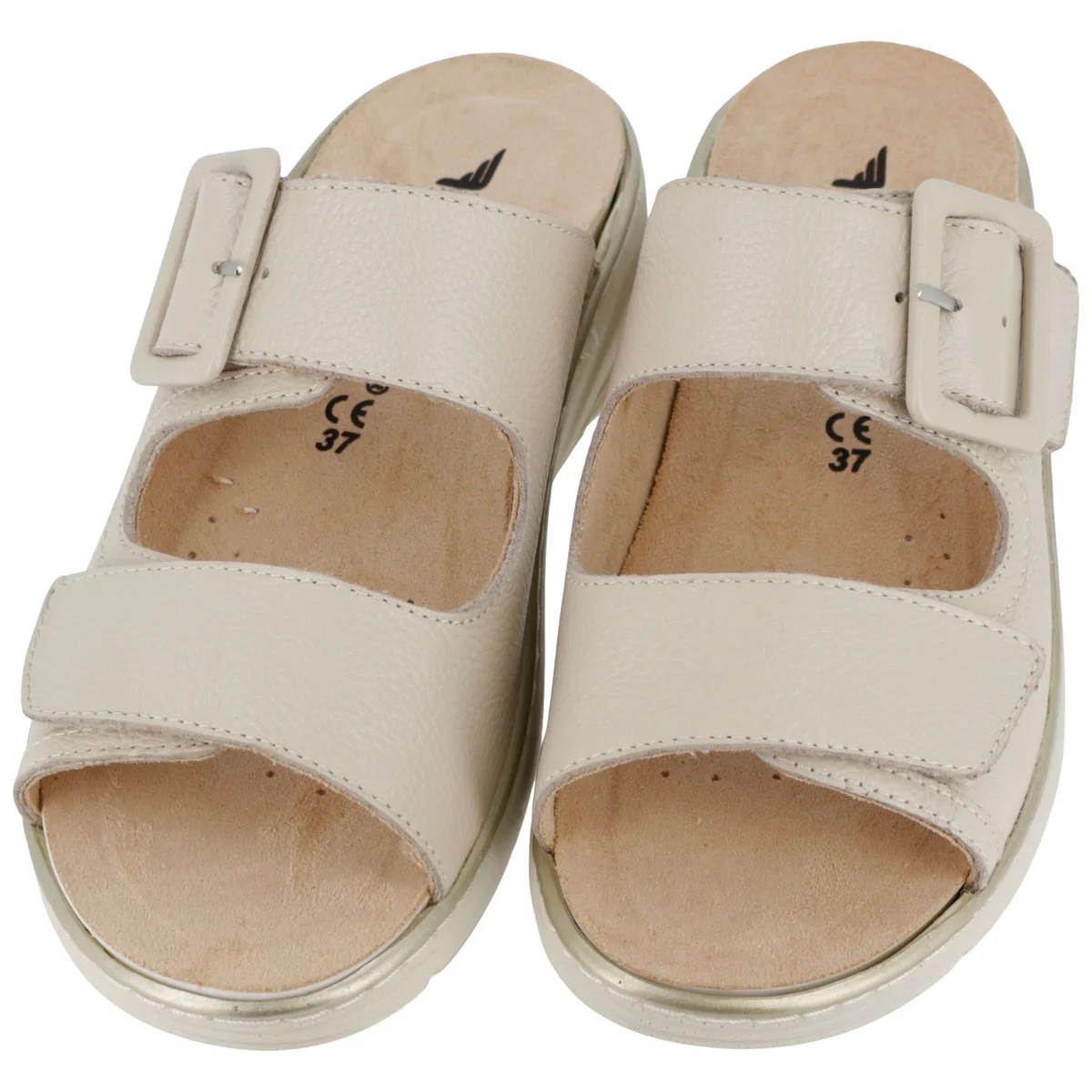 Ciabatta Donna Hergos Smart/Panna - Plantare Estraibile Suola Antiscivolo Doppio Velcro