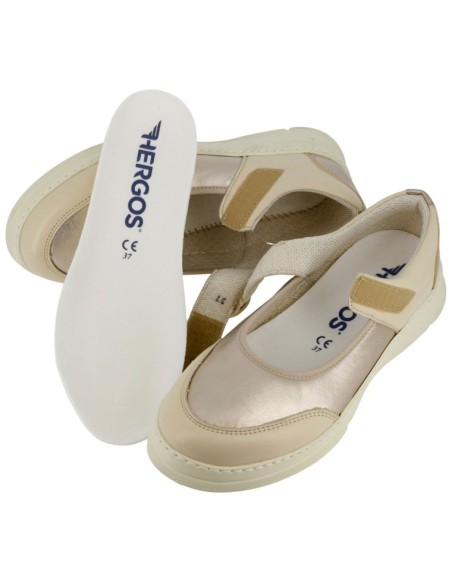 Hergos H9630 ballerina donna vitello panna platino - vista laterale destra