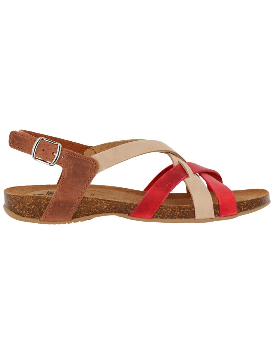 Sandali Donna Sabatini Sprinter – Pelle Multicolor Beige Rosso Zeppa Bassa