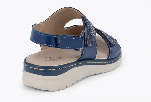 Sandalo Sabatini S7022 Vitello Navy – vista posteriore con velcro caviglia