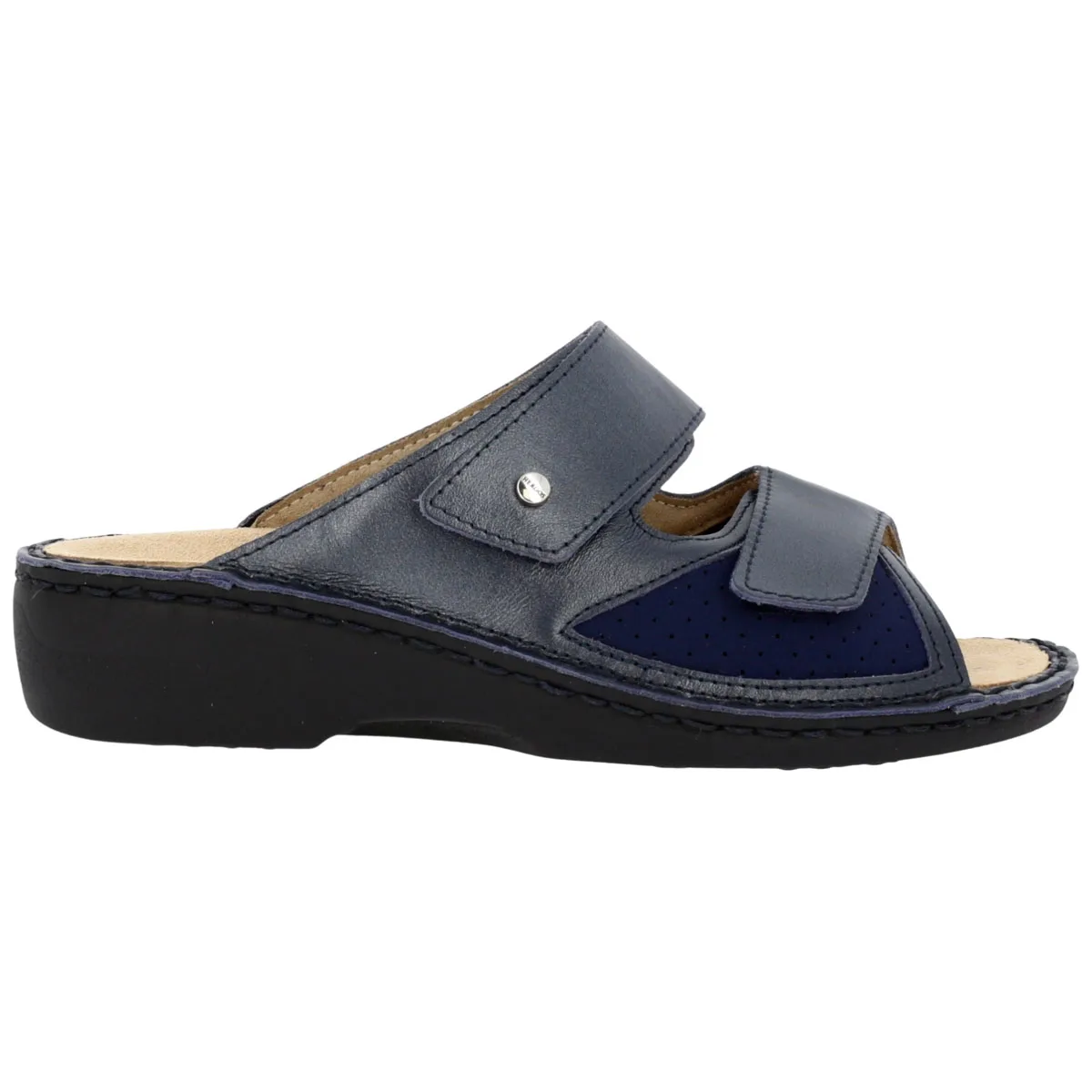 Hergos H1911 – Ciabatta Donna in Pelle con Inserto per Alluce Valgo | Soletta Estraibile | Blu