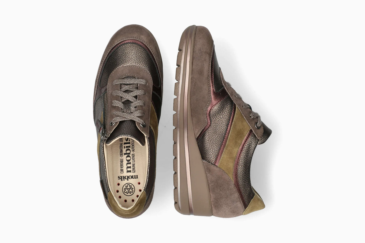 Sneaker donna Mobils by Mephisto April marrone, viste superiore e laterale