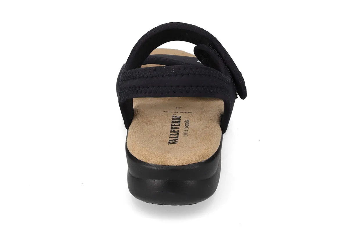 Sandalo Donna Valleverde – Strappo Elasticizzato per Alluce Valgo 25324-0 Nero