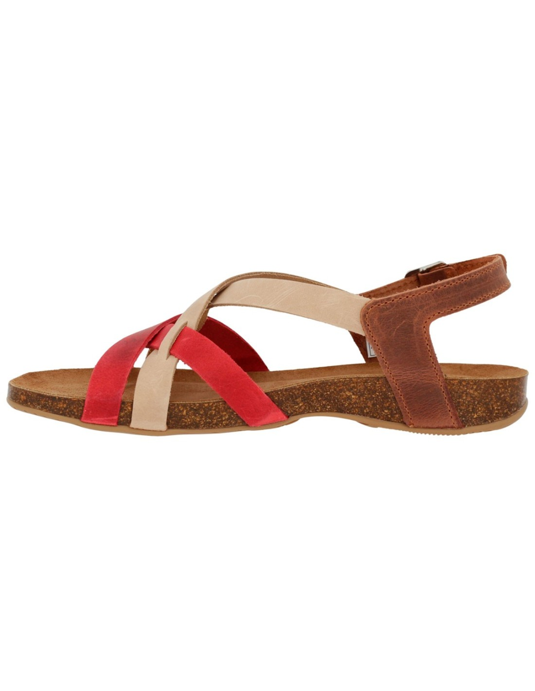 Sandali Donna Sabatini Sprinter – Pelle Multicolor Beige Rosso Zeppa Bassa