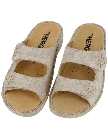 Ciabatta Hergos Donna Doppia Fascia Velcro Caraibi Latte