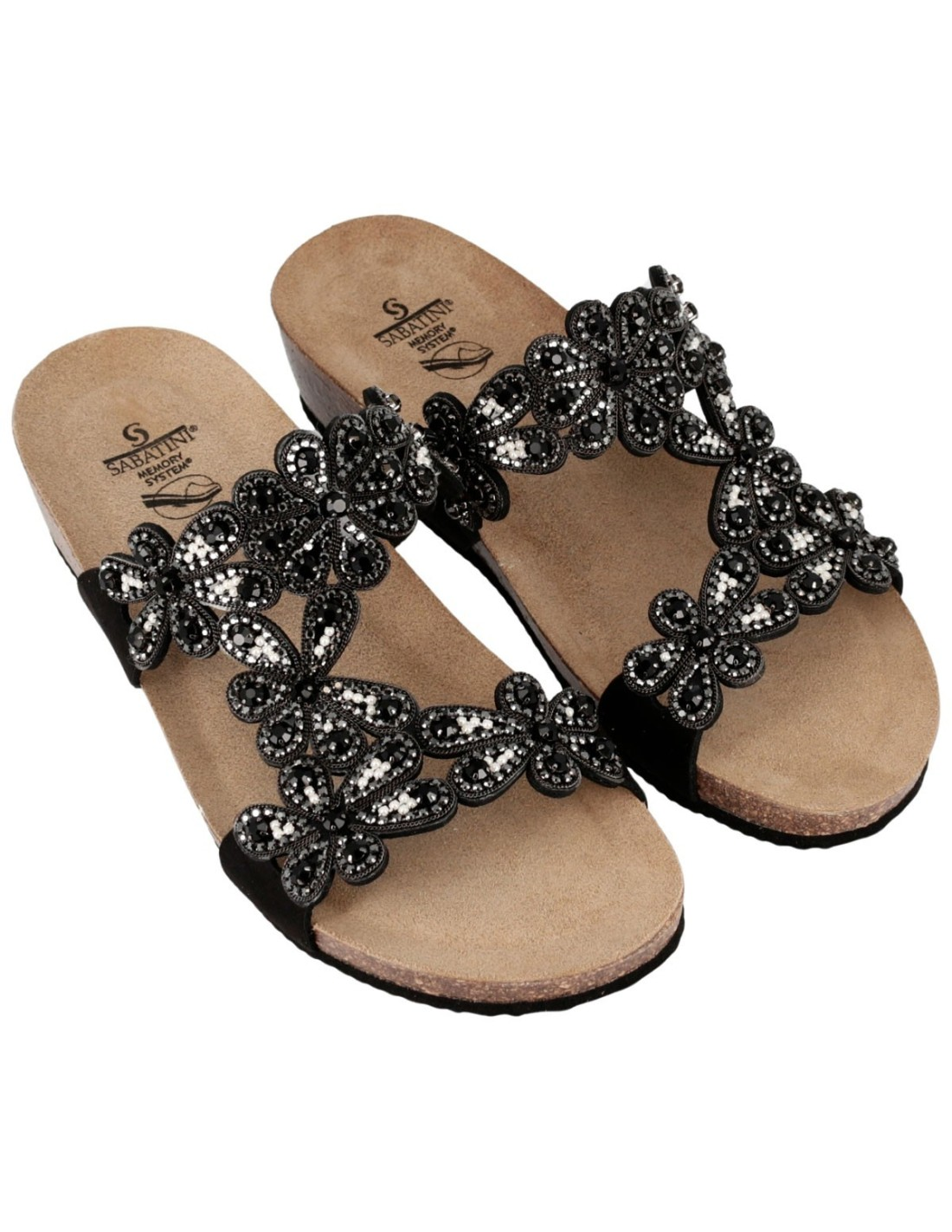Sandalo Gioiello con Suola Memory - Butterfly Nero | Sabatini