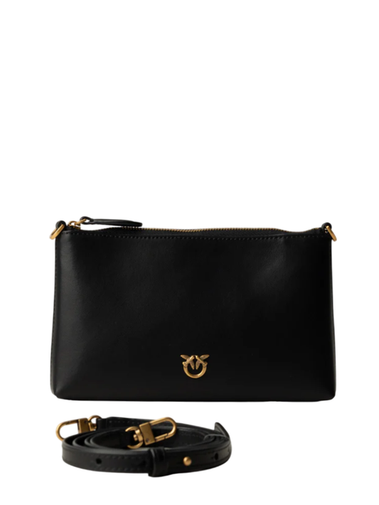 Pinko pochette Flat Horizontal Mini in pelle nero
