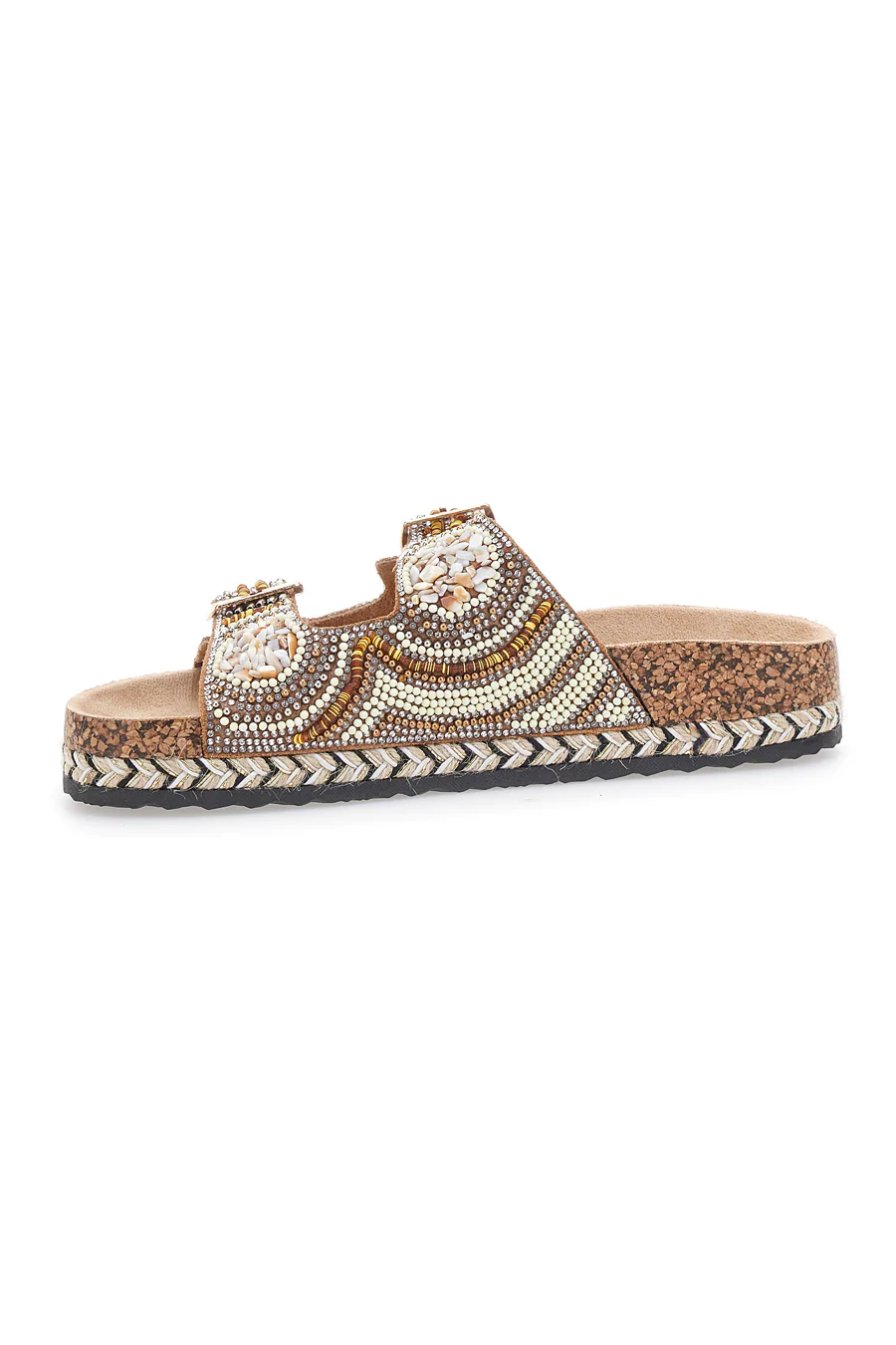 Renato Balestra - Ciabatta Donna Doppia Fascia Decorata Cammello