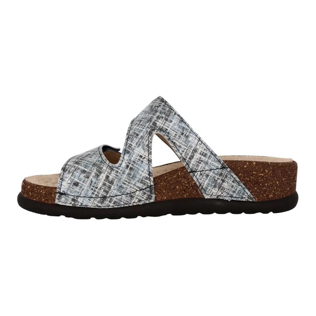 Ciabatta Donna in Pelle Hergos – Tweed e Camoscio Blu | Design Contemporaneo
