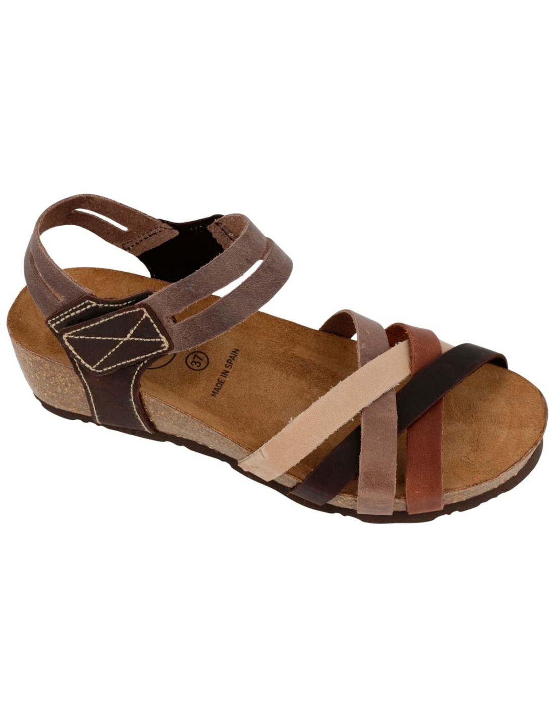 Sandalo Donna Bio Sabatini in Nabuk Multicolor – Fasce Incrociate e Plantare Memory System