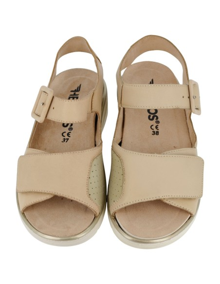 Sandalo Hergos Comfort Beige | Soletta Estraibile | Chiusura Velcro Carmen/Griselast Beige