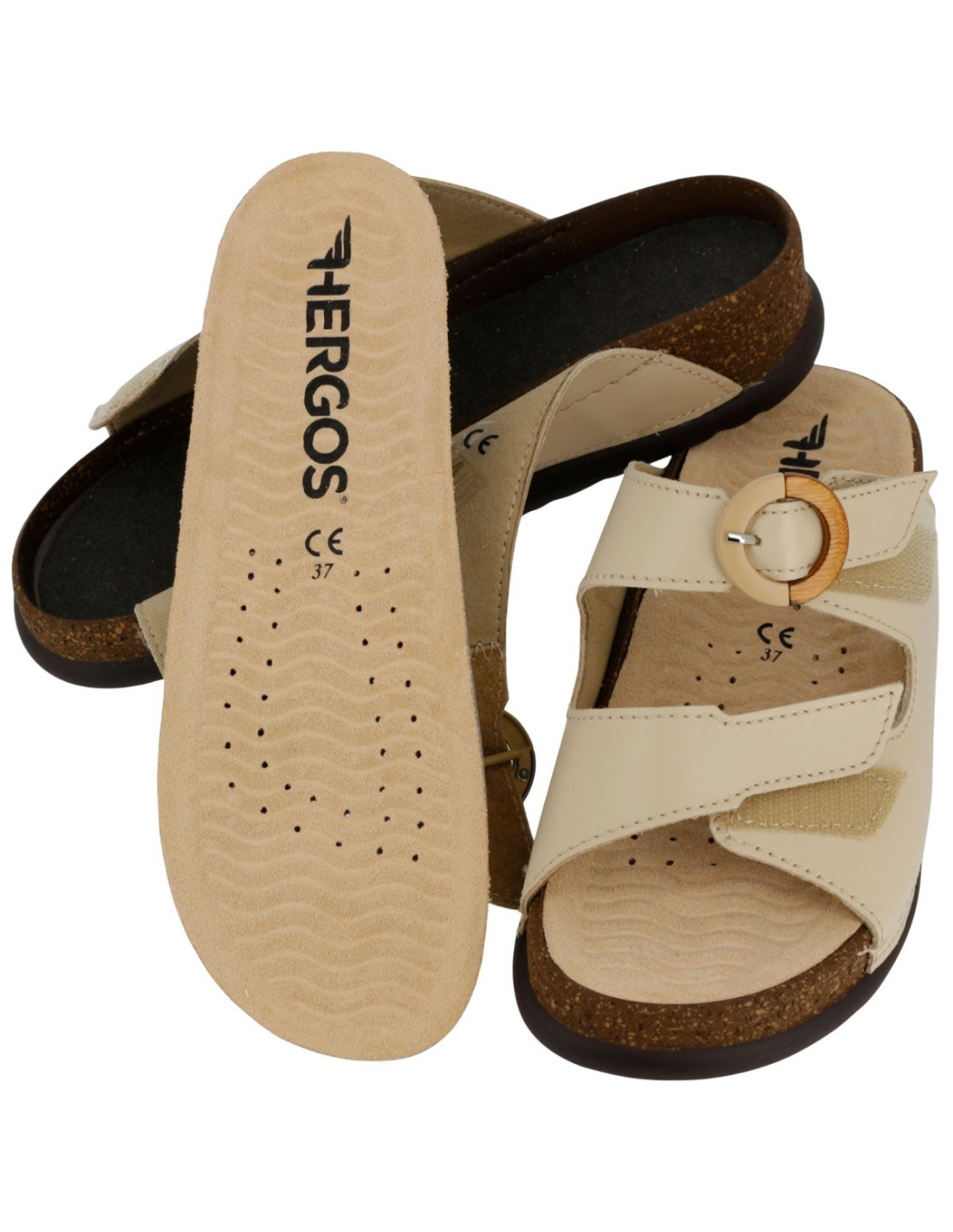 Ciabatta Hergos in pelle dal design contemporaneo e moderno - Soft Panna