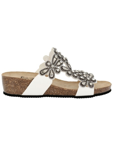 Ciabatta Sabatini S6053 Butterfly Argento – vista laterale con suola sughero naturale certificato