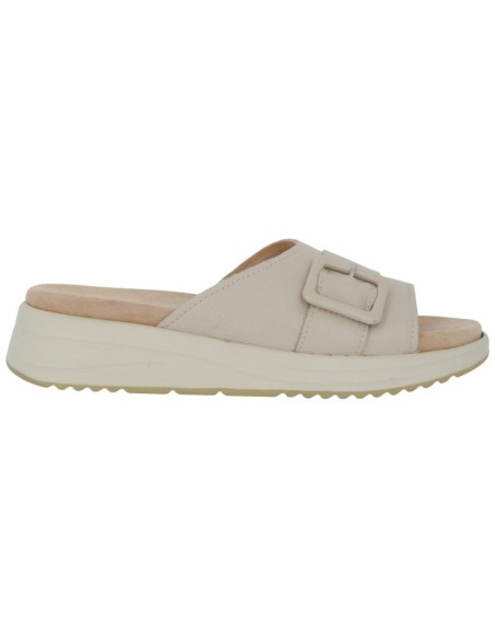 Hergos – Ciabatta Donna in Pelle con Fibbia | Soletta Estraibile | Beige