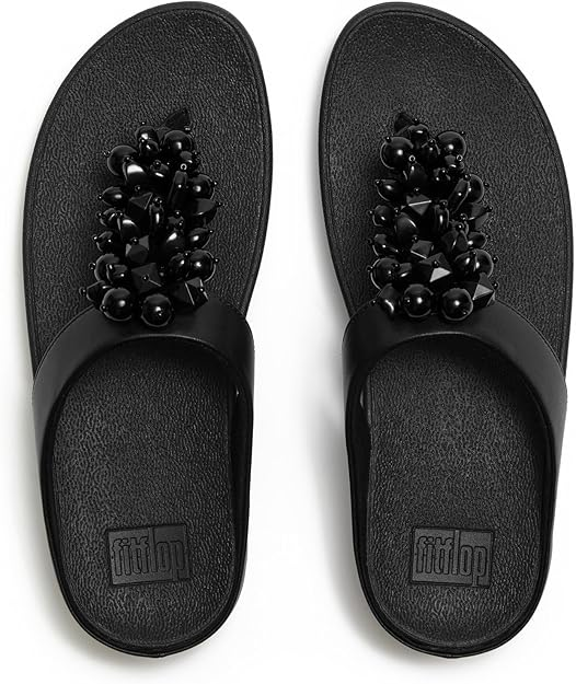 Infradito Donna FitFlop Fino Bead-Cluster Toe-Post Sandals - Black