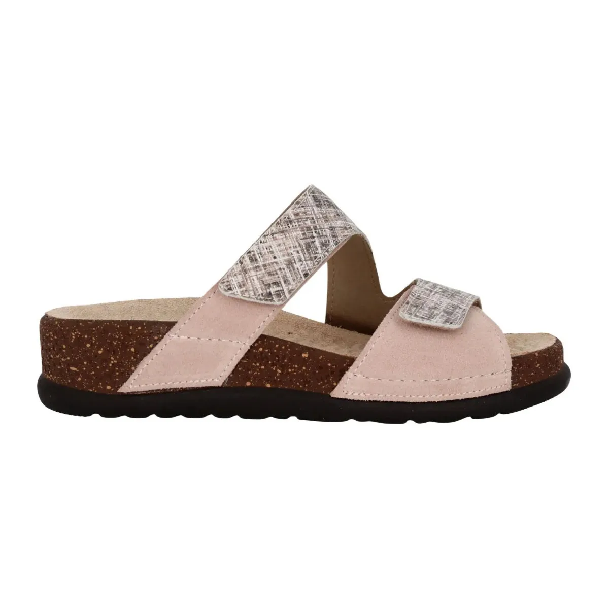 Ciabatta Donna in Pelle Hergos – Tweed e Camoscio Sabbia | Design Contemporaneo