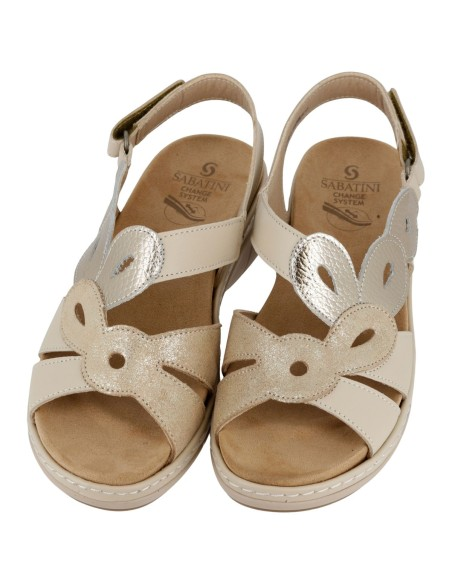 Sandalo Sabatini S1771 Pelle Panna – vista coppia con soletta estraibile in evidenza