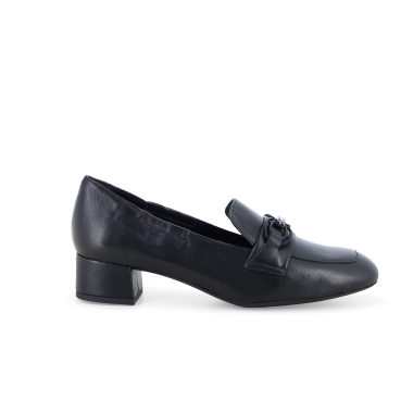Mocassino Melluso A268 nero con tacco largo 4 cm, vista laterale