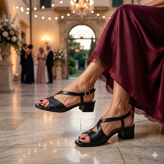 Melluso Donna Sandalo Elegante con Tacco Largo Incrociato Nero K35157Q