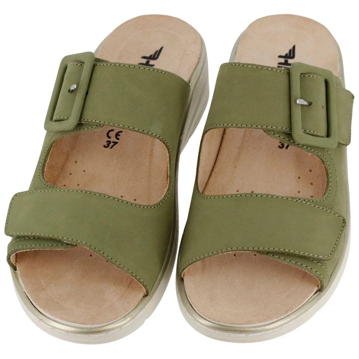 Ciabatta Donna Hergos Verde - Plantare Estraibile Suola Antiscivolo Doppio Velcro