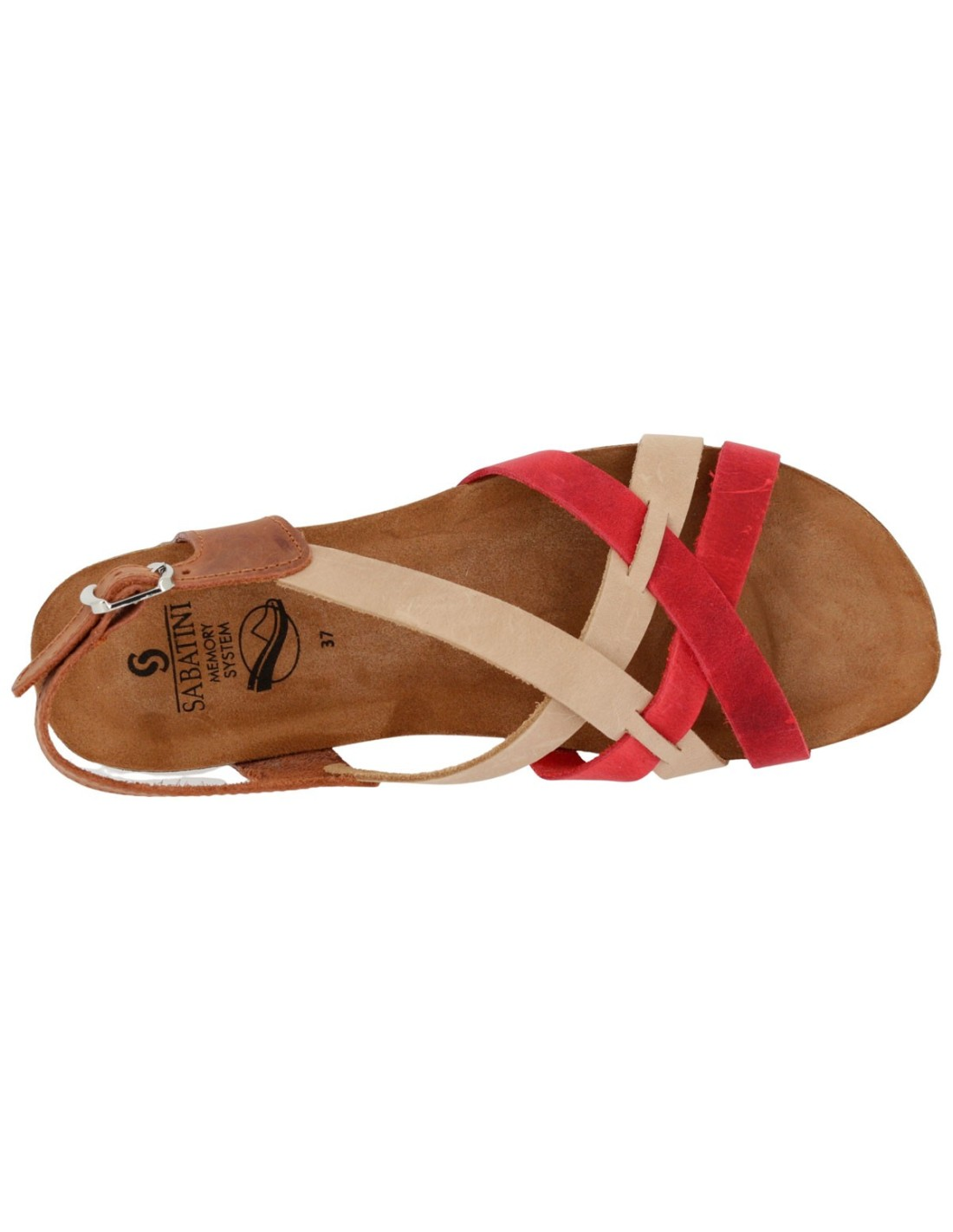 Sandali Donna Sabatini Sprinter – Pelle Multicolor Beige Rosso Zeppa Bassa